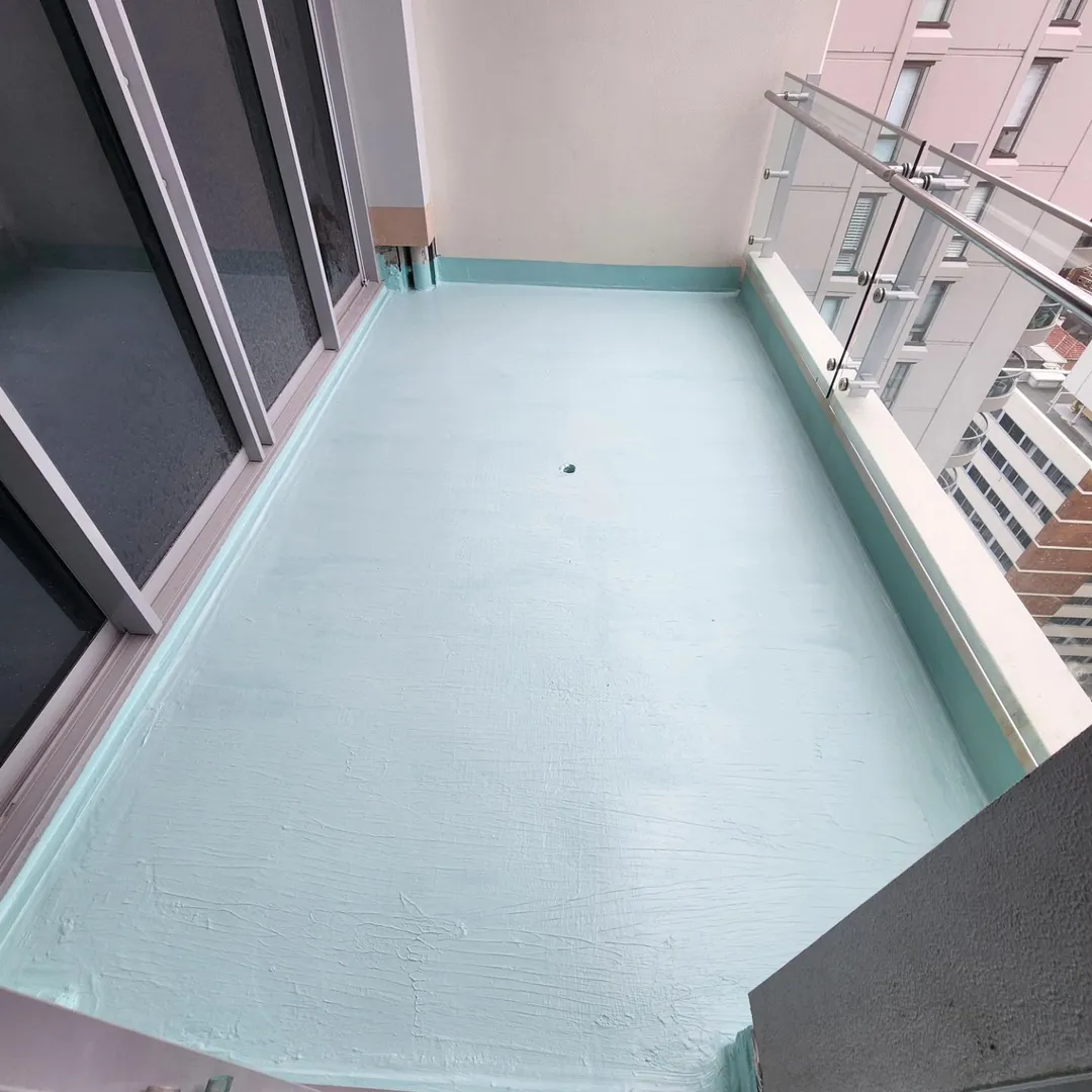 Newly painted apartment balcony floor